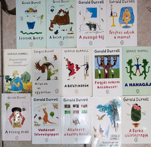 Gerald Durrell - 14db Gerald Durrell knyv - Aranydenevrek, rzsaszn galambok; llatkert a kastly krl; A brka szletsnapja; Vadszat felvevgppel; A rszeg erd; A hahagj; ...stb. (tbbi m cme a lersban olvashat)