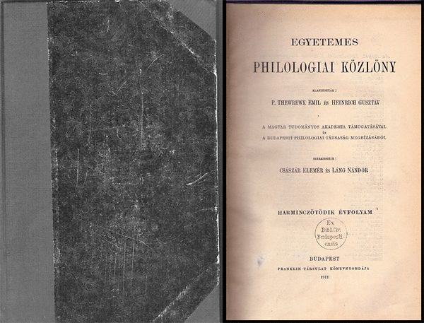 P. Thewrewk Emil �s Heinrich Guszt�v - Egyetemes Philologiai K�zl�ny 1911