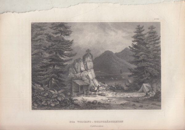 Die Volcano - Goldgrabereyen (arany�s�s, Volcano, Kalifornia, USA, �szak-Amerika) (16x23,5 cm lapm�ret� eredeti ac�lmetszet, 1856-b�l)