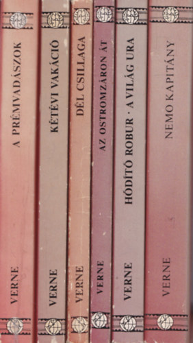Verne Gyula (Jules Verne) - 6 db Jules Verne regény: A prémvadászok + Kétévi vakáció + Dél csillaga + Az ostromzáron át + Hódító Robur - A világ ura + Nemo kapitány
