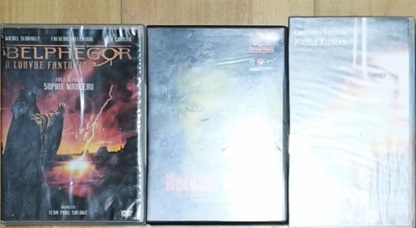 2db thriller, horror DVD + ajándék VHS kazetta - Belphegor-A Louvre fantomja, Hetedik érzék + Más világ (összesen 3db mű)