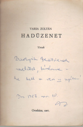 Varsa Zolt�n - Had�zenet- versek
