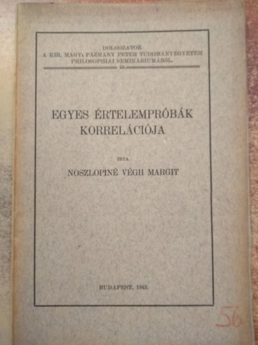 Noszlopin� V�gh Margit - Egyes �rtelempr�b�k korrel�ci�ja