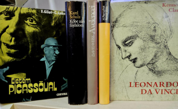 F.-Lake, C., Karel Schulz, David Weiss, Henri Perruchot, Kenneth Clark Gilot - 5db mvszeti ktet, KNYVMENT AJNLAT: letem Picassval+ Kbe zrt fjdalom+ A velencei+ Renoir lete+ Leonardo da Vinci