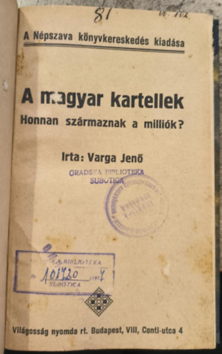 Varga Jen� - A magyar kartellek