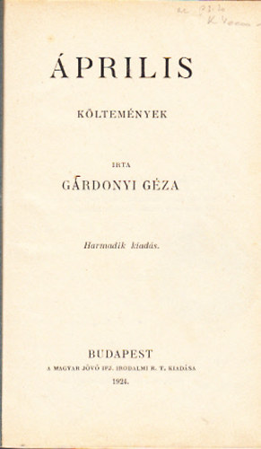 Gárdonyi Géza - Április (Költemények)