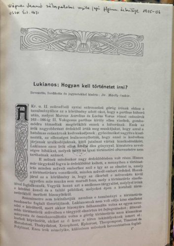 Lukianos - Hogyan kell t�rt�netet �rni? - K�l�nlenyomat