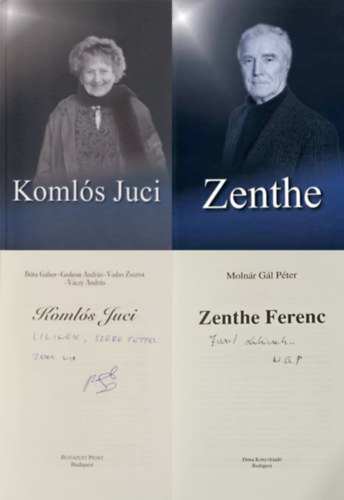 B�ta G�bor Gedeon Andr�s Vadas Zsuzsa V�czy Andr�s - 2 db DEDIK�LT k�nyv h�res magyar sz�n�szekr�l: Koml�s Juci + Zenthe Ferenc