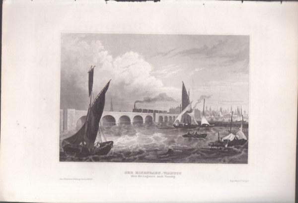 Der Eisenbahn-Viaduct (Velence, Lagnk, Vasti hd, Olaszorszg, Eurpa) (16x23,5 cm mret eredeti aclmetszet, 1856-bl)