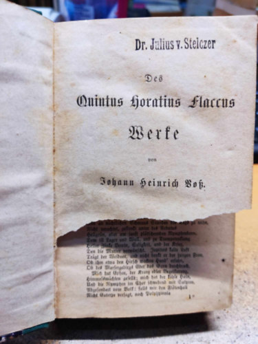 Dr. Adolf Wolff Johann Heinrich Vo� - 3 m�, egybe k�tve: Quintus Horatius Flaccus + Virgil's L�ndliche Gedichte + Publius Ovidius Naso Herviden