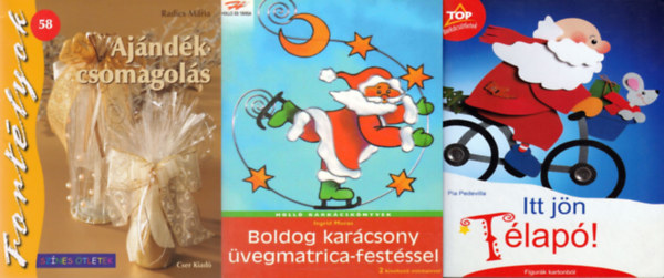 Pia Pedevilla, Ingrid Moras, Radics Mária - 3 db karácsonyi barkácskönyv : Itt jön Télapó! - Figurák kartonból + Boldog karácsony üvegmatrica festéssel + Ajándékcsomagolás-Színes ötletek