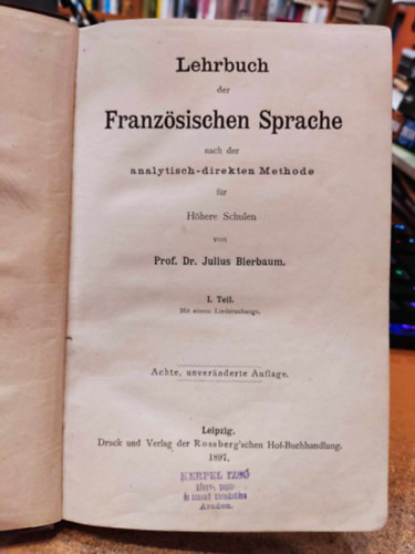 Lehrbuch der franzsischen Sprache (A francia nyelv tanknyve)
