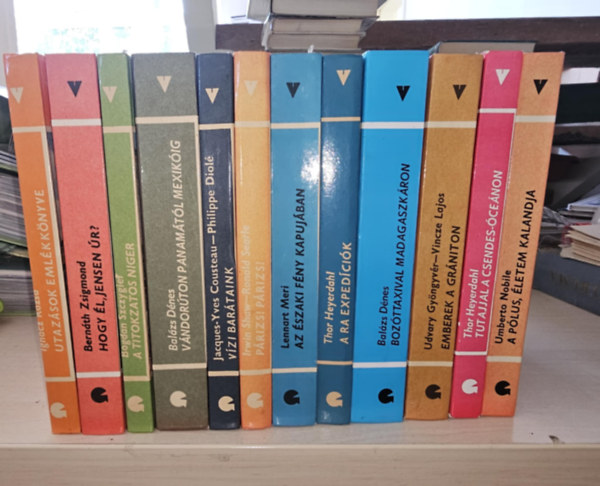 Bern�th Zsigmond, Bal�zs D�nes, Cousteau, J-Y.-Diol�, P., Irwin Shaw-Ronald Searle, Lennart Meri, Thor Heyerdahl, Udvary Gy�ngyv�r-Vincze Lajos, Umberto Nobile Ign�cz R�zsa - 11db a Vil�gj�r�k sorozatb�l, K�NYVMENT� AJ�NLAT: Utaz�sok eml�kk�nyve+ Hogy �l, Jensen �r?+ A titokzatos Niger+ V�zi bar�taink+ P�rizs! P�rizs!+ Az �szaki f�ny kapuj�ban+ A Ra exped�ci�+ Boz�ttaxival Madagaszk�ron+