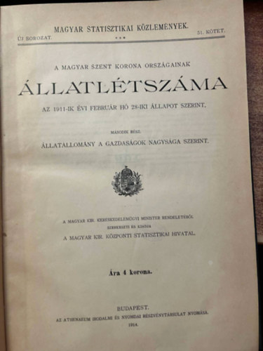A Magyar Szent Korona országainak állatlétszáma az 1911-ik évi február hó 28-iki állapot szerint-második rész