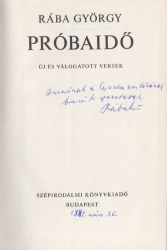 Rába György - Próbaidő (Dedikált)