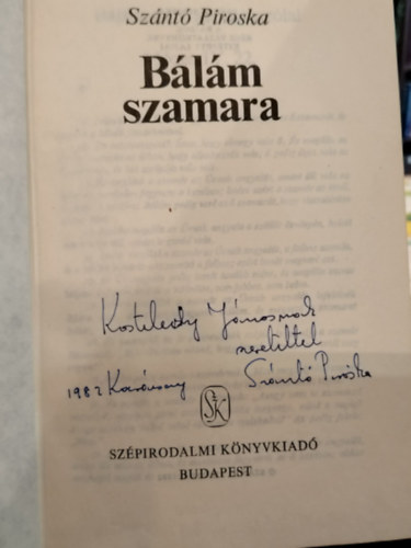 Sz�nt� Piroska - B�l�m szamara
