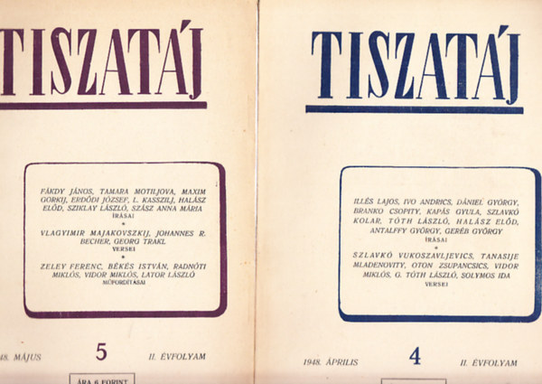 Erd�di J�zsef  (szerk.) - Tiszat�j- Irodalmi �s m�v�szeti foly�irat 1948/1-12. (II., teljes �vfolyam)
