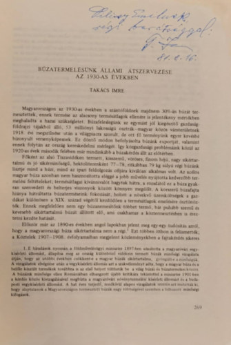 Tak�cs Imre - B�zatermel�s�nk �llami �tszervez�se az 1930-as �vekben - K�l�nlenyomat