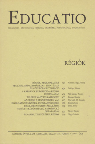 Education - Régiók - Hatodik évfolyam harmadik szám, 1997 ősz