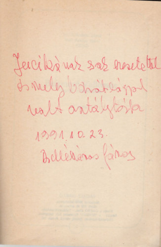 Dr. M�sz�ros J�nos - Beismer� Vallom�s-Versek, m�ford�t�sok- dedik�lt