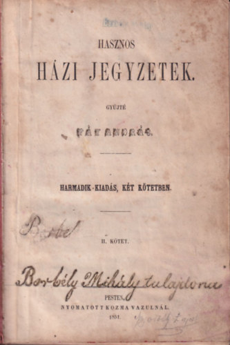 Fy Andrs - Hasznos hzi jegyzetek II. ktet