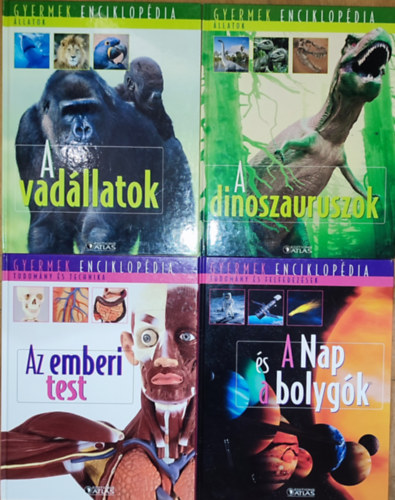 4db knyv a Gyermek enciklopdia sorozatbl - A Nap s a bolygk, Az emberi test, A dinoszauruszok, A vadllatok