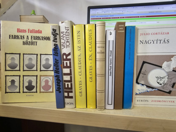 Truman Capote, Daniel Defoe, Jean-Paul Sartre, Robert Graves, Joseph Heller, Hans Fallada, könyvcsomag Julio Cortázar - 10db világirodalom, KÖNYVMENTŐ AJÁNLAT: Nagyítás+ Hidegvérrel+ Jack ezredes+ Freud+ A szamárbőr+ Én Claudius+ Claudius az isten+ Valami történt+ Isten tudja+ Farkas a farkasok között