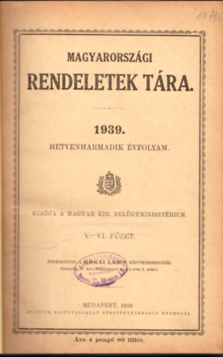 Magyarorszgi rendeletek tra 1939 / 3