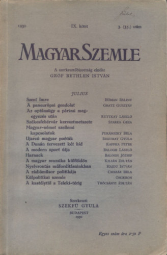 Magyar Szemle 1930. v IX. ktet 3.(35.) szm