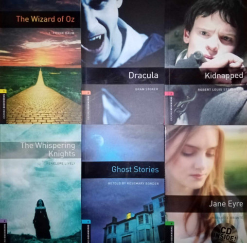 Bram Stoker, Robert Louis Stevenson, Penelope Lively, Rosemary Border, Charlotte Brontë L. Frank Baum - Oxford Bookworms "Angol nyelvi-készség felmérő könyvcsomag" (level 1 - Level 6) The Wizard of Oz - level 1. / Dracula - level 2. / Kidnapped - level 3. / The Whispering knights - level 4. / Ghost Stories - level 5. / Jane Eyre + Hanganyag - leve