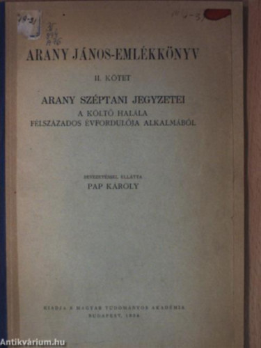 Pap Kroly - Arany Jnos-emlkknyv II.