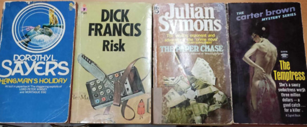 Julian Symons, Dorothy L. Sayers, Dick Francis Carter Brown - 4 db krimi, angol nyelv: Hangman's Holiday + Risk + The Paper Chase + The Temptress