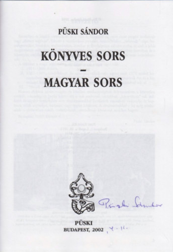 Pski Sndor - Knyves sors- Magyar sors- dediklt