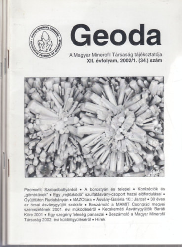 Geoda 2002/1-3. (teljes �vfolyam, 3 db. lapsz�m)- A Magyar Minerofil T�rsas�g t�j�koztat�ja