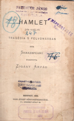 Zigny rpd  Williem Shakespeare (ford.) - Hamlet dn kirlyfi - tragdia 5 felvonsban