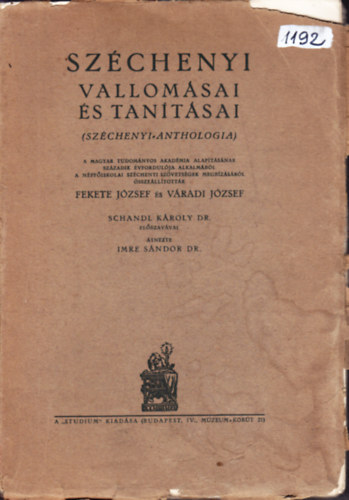 Fekete J�zsef-V�radi J�zsef - Sz�chenyi vallom�sai �s tan�t�sai