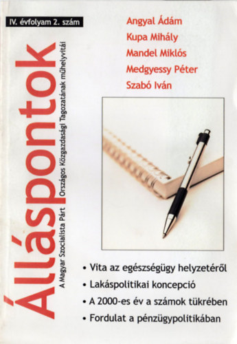 Andor L�szl�  (szerk.) - �ll�spontok IV. �vfolyam 2. sz�m (2001. j�nius, 12. f�zet)