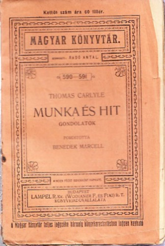 Thomas Carlyle - Munka s hit - Gondolatok (Magyar Knyvtr)