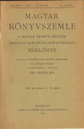 Trcsnyi Zoltn  (szerk.) - Magyar knyvszemle (A magyar kzknyvtrak kzlnye)