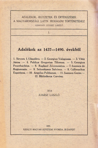 Juhsz Lszl - Adalkok az 1437-1490. vekbl