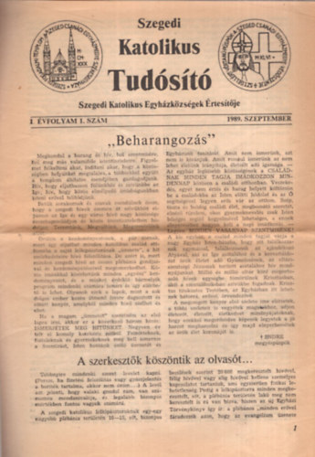 Szegedi Katolikus Tudst I. vf. 1. szm 1989. szeptember