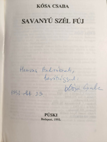 Ksa Csaba - Savany szl fj