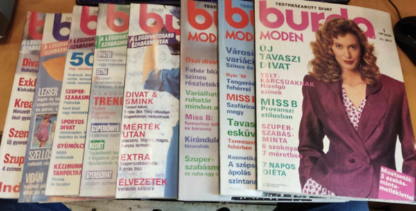 Burda - 8 db Burda magazin + a szabsmintk, szrvnyszmok (Lapszmok a termklapon jelezve!)