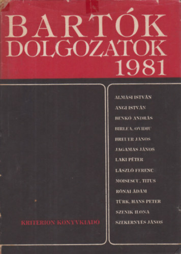Lszl Ferenc  (szerk.) - Bartk-Dolgozatok 1981