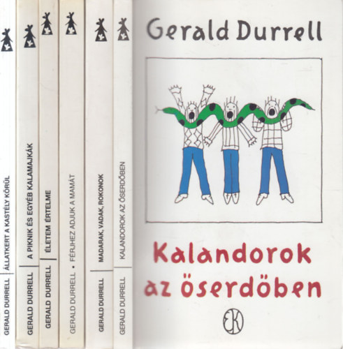 Gerald Durrell - 6 db. humoros kötet (Kalandorok az őserdőben + Madarak, vadak, rokonok + Férjhez adjuk a mamát + Életem értelme + A piknik és egyéb kalamajkák + Állatkert a kastély körül)