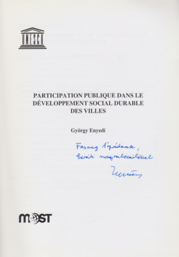 Gy�rgy Enyedi - Participation publique dans le d�veloppement social durable des villes