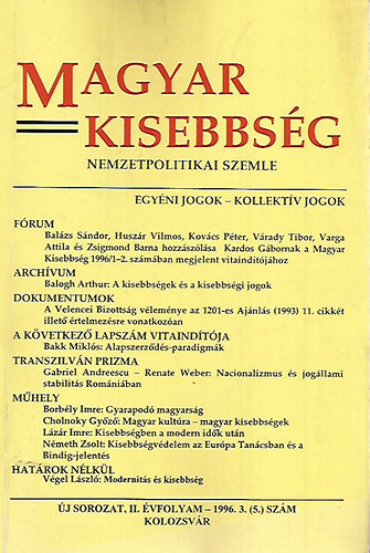 Magyar Kisebbsg - Nemzetpolitikai Szemle 1996. 3. szm