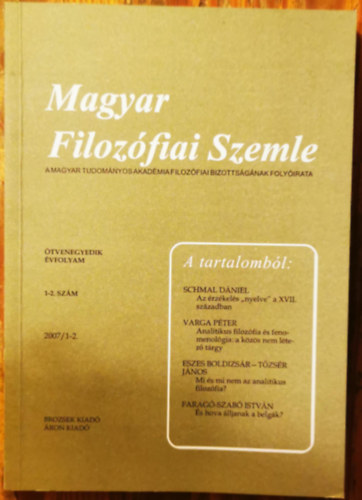Magyar Filozófiai Szemle 2007/1-2