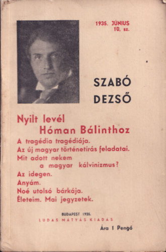 Szab� Dezs� - Ny�lt lev�l H�man B�linthoz (Szab� Dezs� F�zetek 10.)