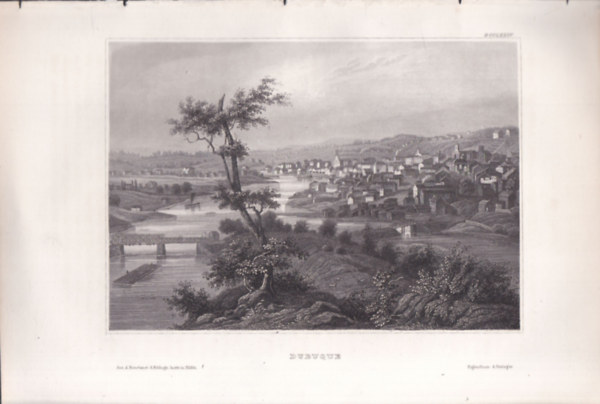 Dubuque (Vros, Iowa llam, USA, szak-Amerika) (16x23,5 cm lapmret eredeti aclmetszet, 1856-bl)